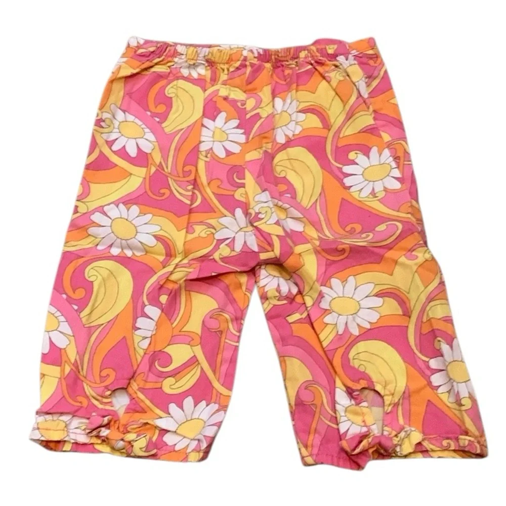 Vintage Gymboree Sunshine Daydreams Daisy Floral Capri Pants Size 2T Pink